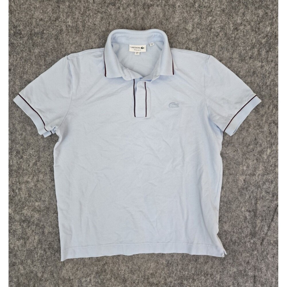 Lacoste Men's Sz Large Regular Fit Paris Stretch Piqué Polo in Light Blue PH8184